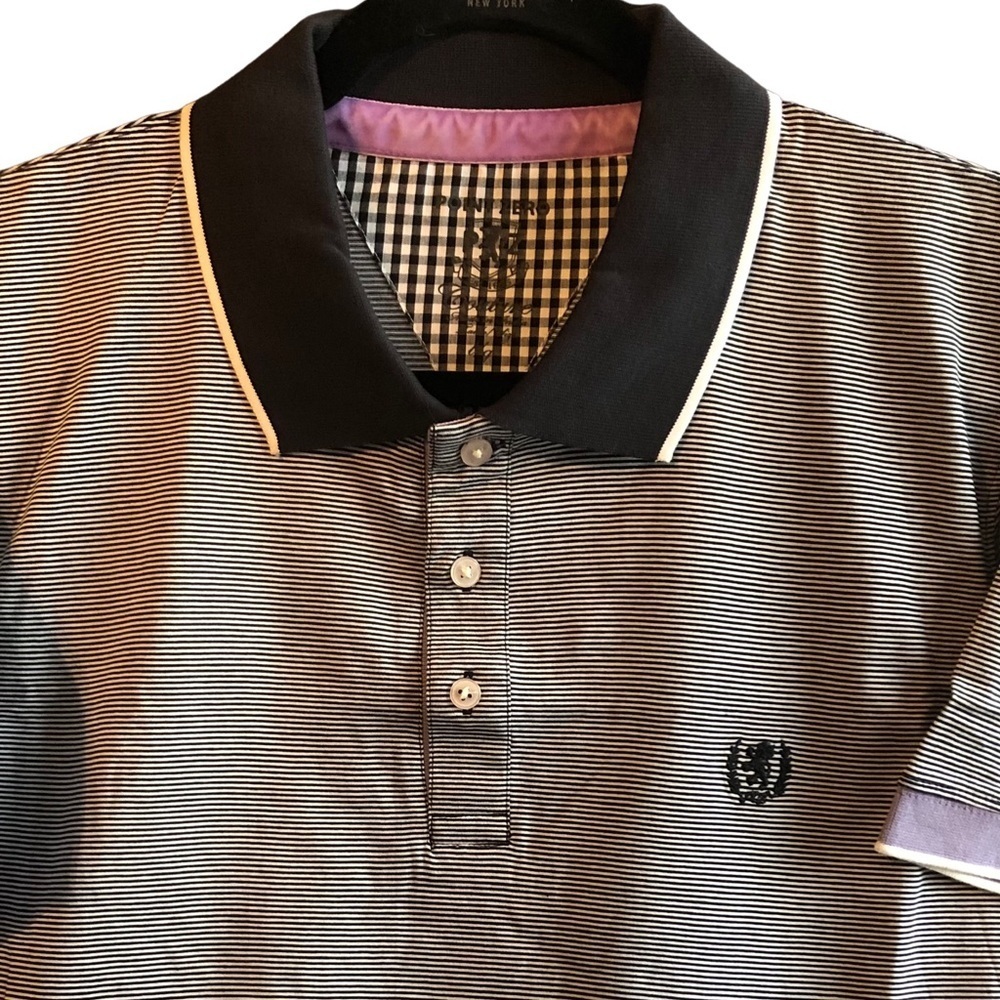 Point Zero Couture Striped Short-sleeve Polo w/Enhancements - NWOT Size L - Picture 3 of 10